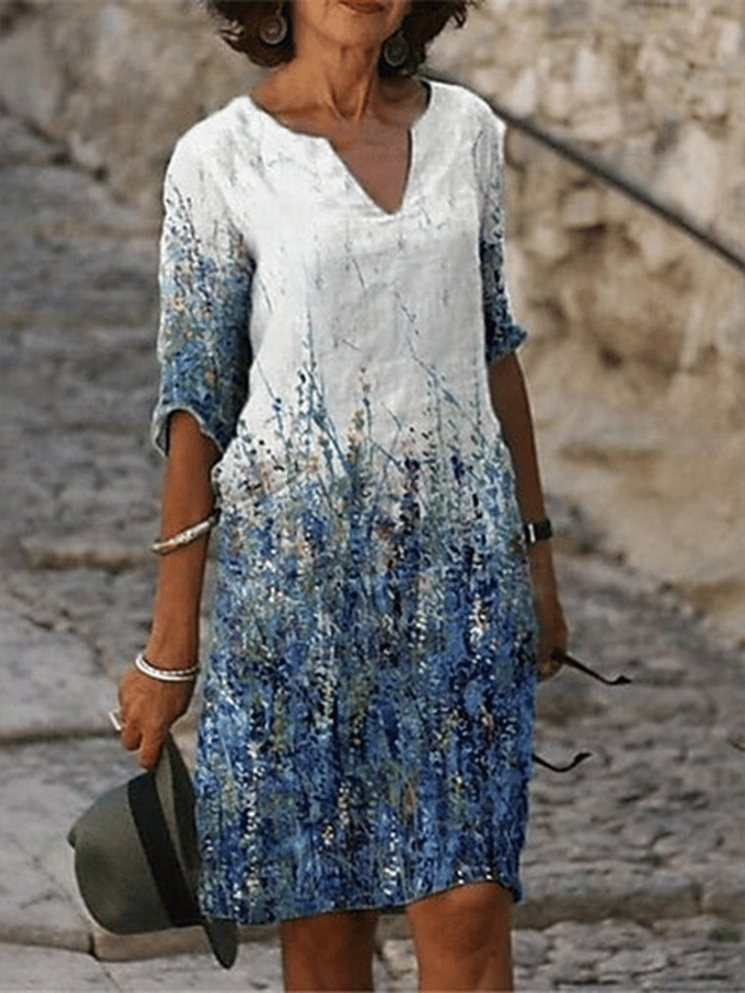 Ladies Floral Print Long Sleeve Dress