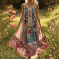 Women's Breast Cancer Awareness Holiday Floral Maxi Dress artswardrobe