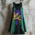 Comstylish Vintage Lotus Japanese Art Linen Tank Dress
