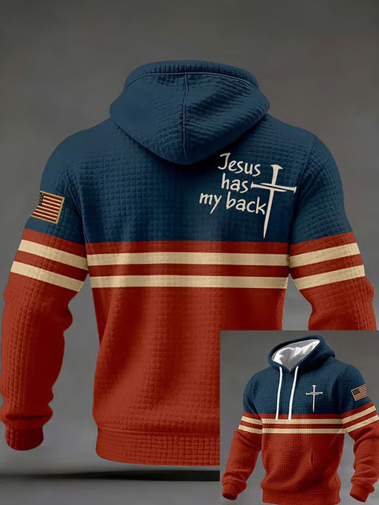 Comstylish Men's Casual Cross Faith Printed Hooded Sweatshirt