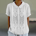Comstylish Women's Vintage Floral Lace Art Casual Shirt