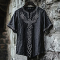 Men's Celtic Knot Raven Embroidered Vintage Shirt artswardrobe