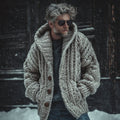 Men's Vintage Fairman Island Jacquard Thick Warm Hooded Sweater Cardigan elevenforest