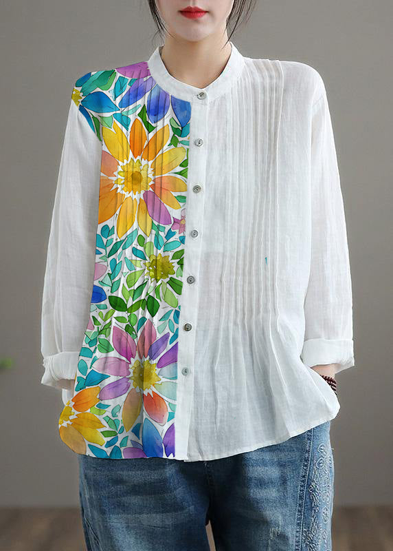 Organic White Linen Shirt Tunics Ramie Blouse