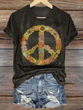 Hippie Art Print Casaul Short Sleeve T-shirt
