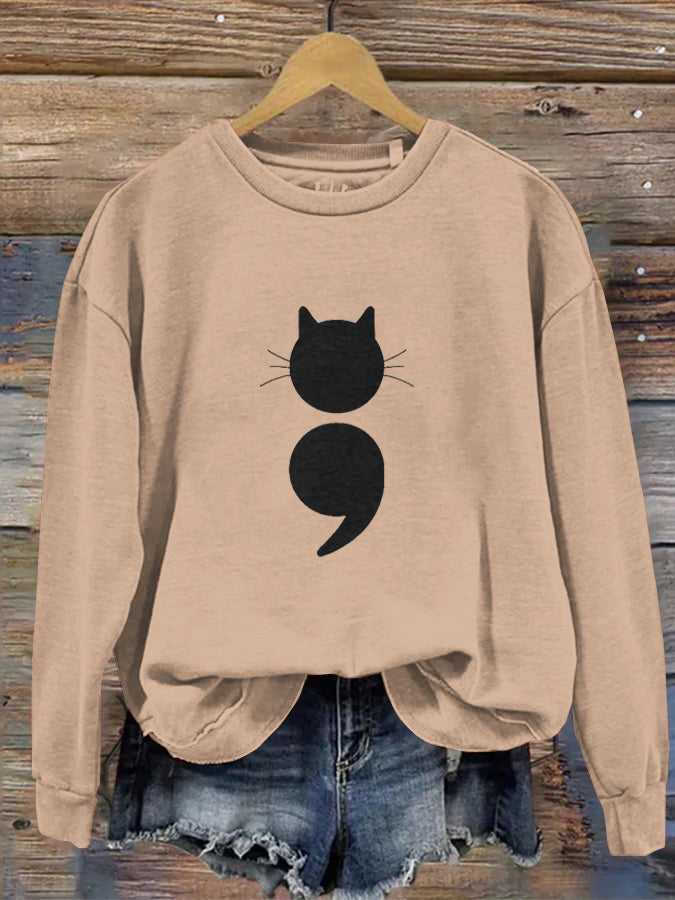 Women's Black Cat Abstract Art Painting Sweatshirt elevenforest