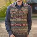 Vintage Icelandic Knitted Jacquard Pattern Men's Sweater Vest elevenforest