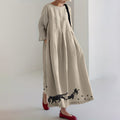 Women's Cat & Paw Embroidery Art Cozy Maxi Dress