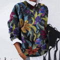 Vintage Milled Floral Print Loose Long Sleeve Top elevenforest