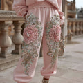 Comstylish Women's Vintage Floral Embroidery Art Casual Sweatpants