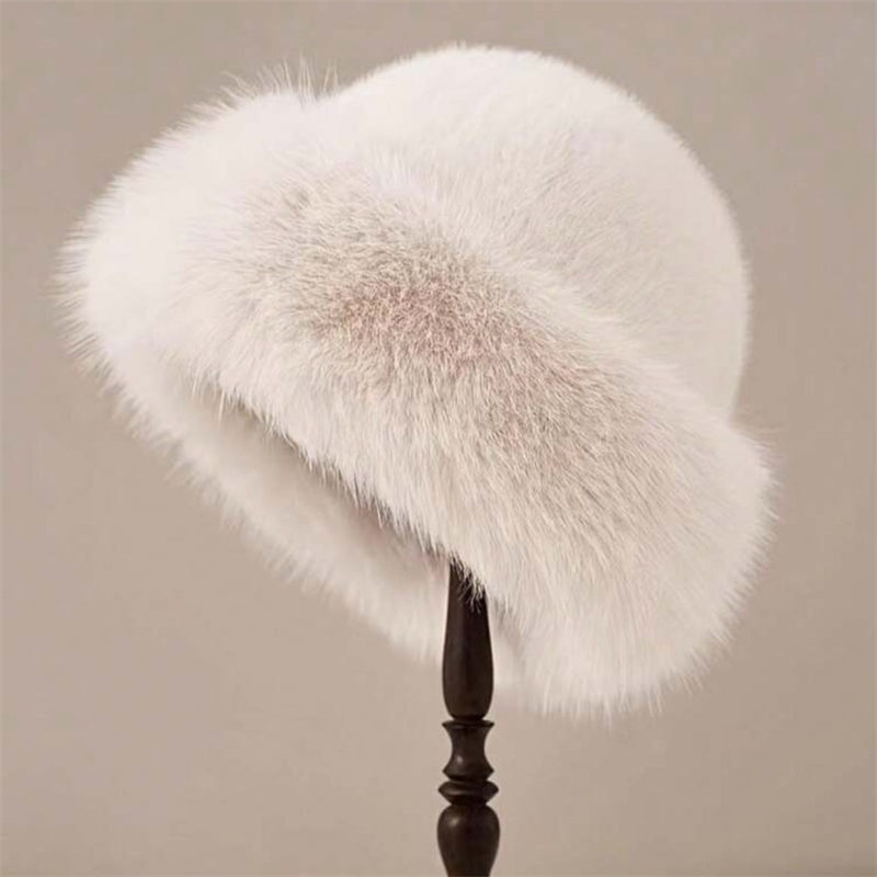 Comstylish Vintage Basic Cozy Fur Trim Knit Hat