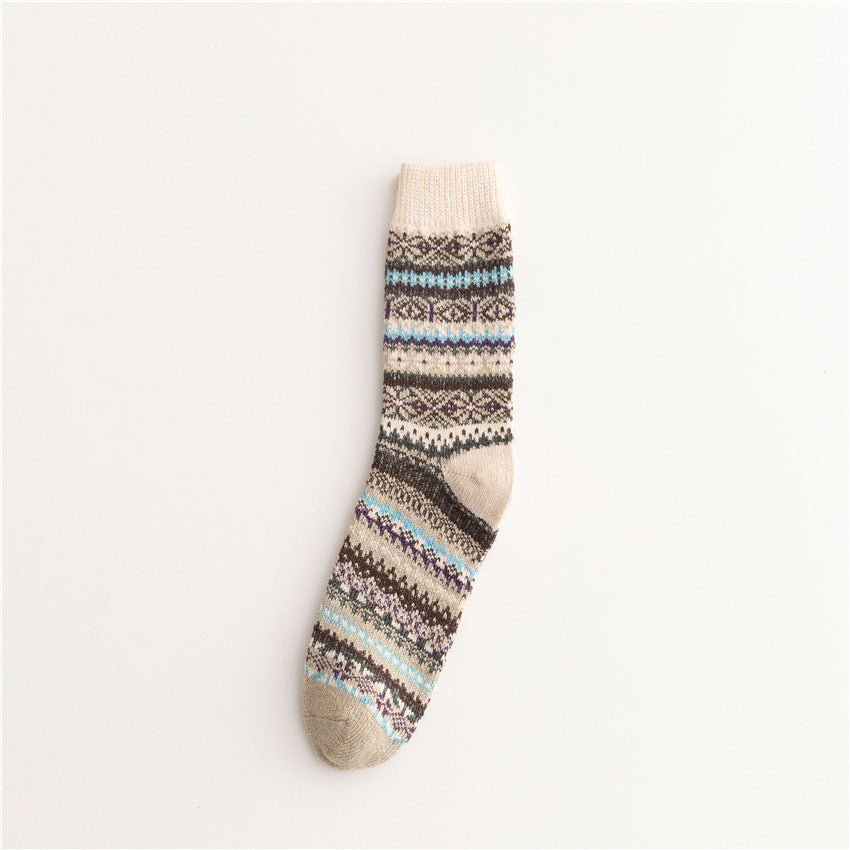 Soft Warm Retro Tribal Color Block Socks artswardrobe