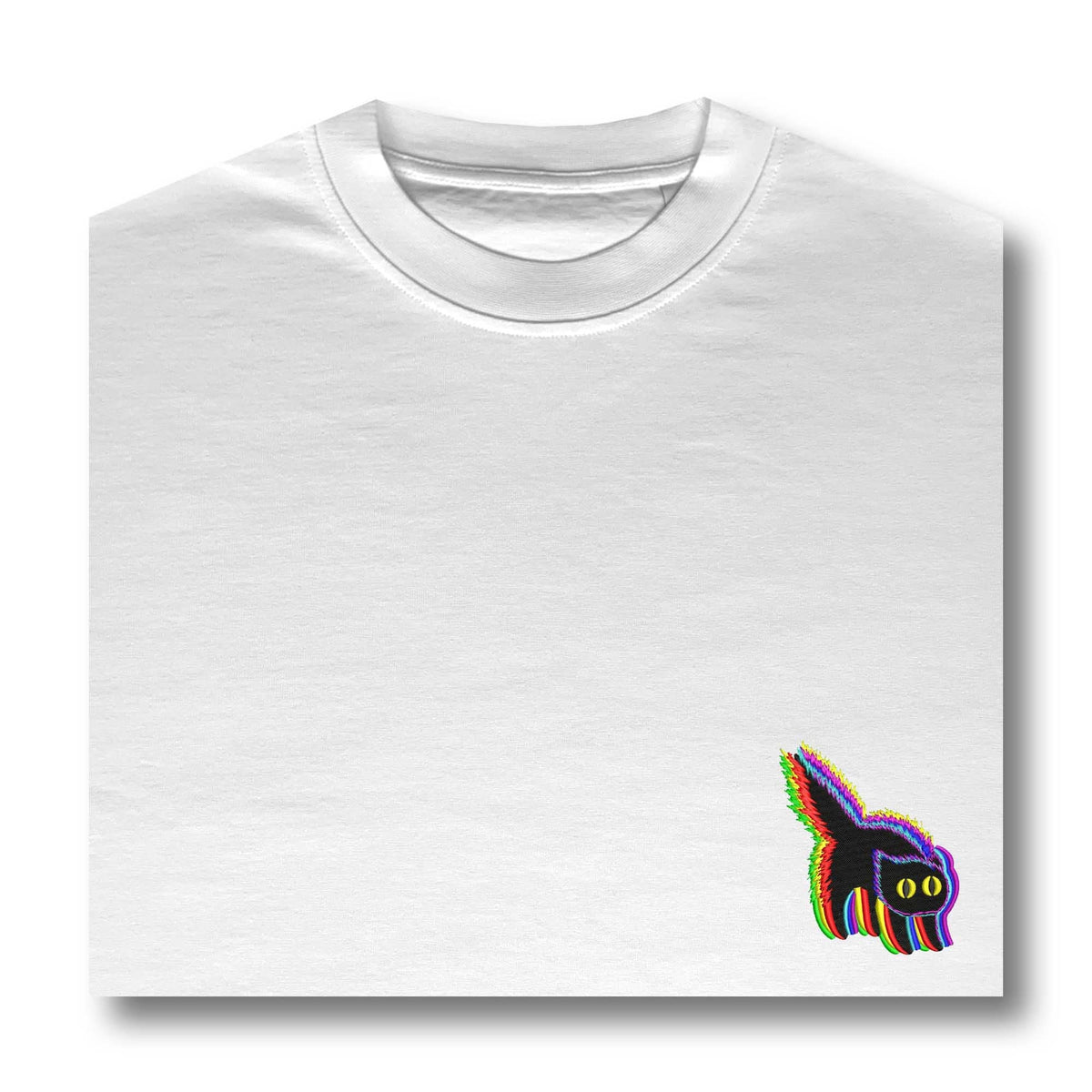 Women's Colorful Glitch Cat Art Short Sleeve T-shirt artswardrobe