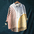 Comstylish Striped Art Print Long Sleeve Casual Shirt