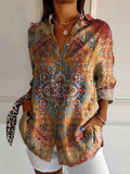 Women's Ethnic Pattern Art Print Casual Cotton Shirt