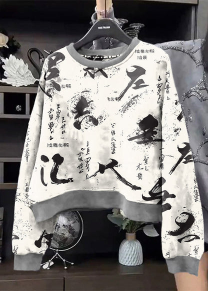 Grey O-neck Sequins Sweatshirt Spring