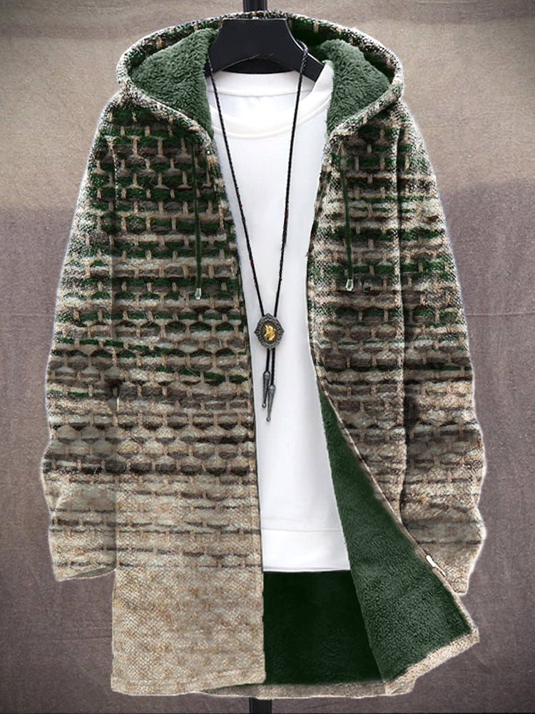 Men's Vintage Pattern Cozy Hooded Cardigan artswardrobe