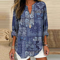 Women's Purple Patchwork Art Cotton And Linen Shirt artswardrobe