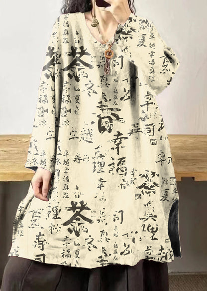 Yellow Sunflower V Neck Embroidered Patchwork Linen Mid Dresses Fall