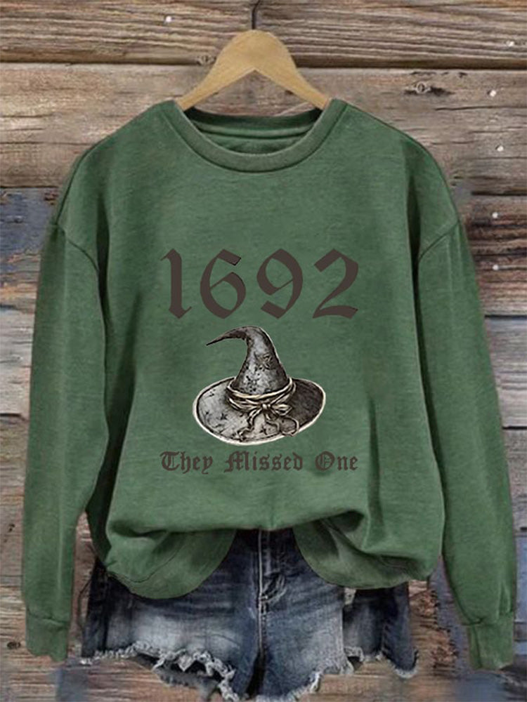 Comstylish Women's Halloween 1692 They Missed One Print Crew Neck Sweatshirt