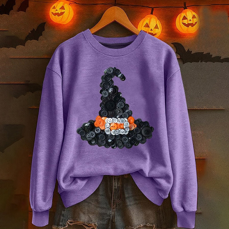 Comstylish Women's Halloween Print Crew Neck Casual Sweatshirt