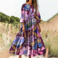 Women's Floral Art Print Cotton Crew Neck Dress
