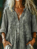 Women's Ethnic Totem Pattern Printed Comfortable Cotton Shirt