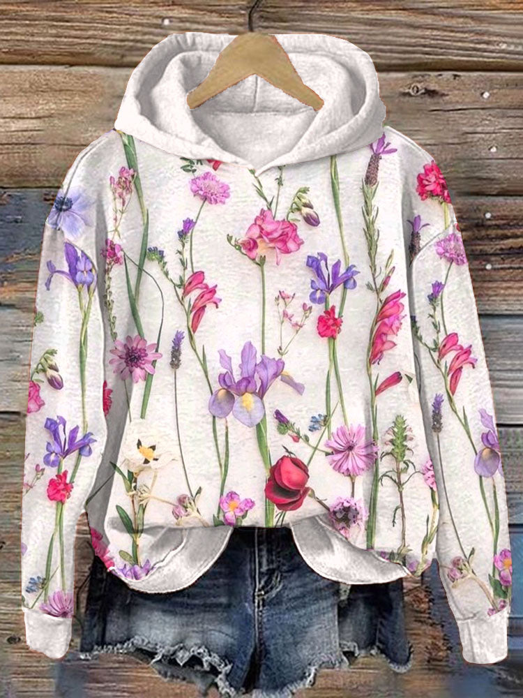Comstylish Floral Pattern Cozy Hoodie