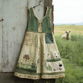 Women's Vintage Sheep And Grass Patchwork Design Mini Dress artswardrobe