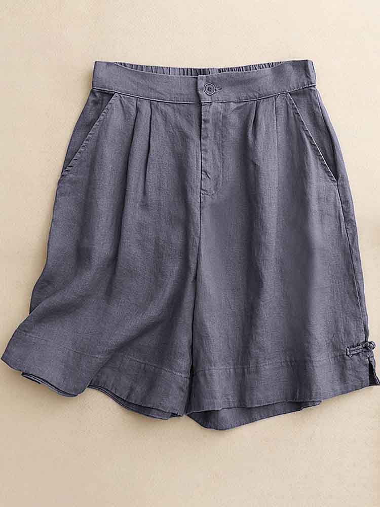 Women's Vintage Simple Linen Blend Casual Shorts artswardrobe