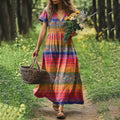 Womens Floral Art Linen Dress artswardrobe