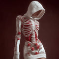 Comstylish Women's Skeleton Roses Art Cozy Knit Hooded Mini Sweater Dress
