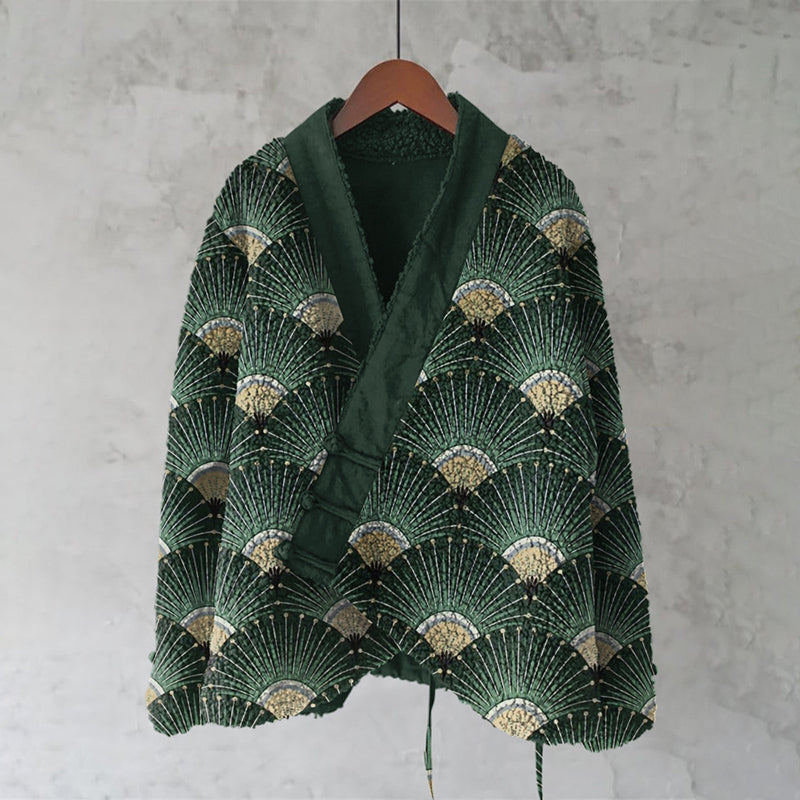 Comstylish Japanese Style Uchiwa Inspired Design Kimono