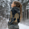 Comstylish Viking Style Life Tree Print Vintage Hoodie