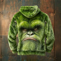 Comstylish Green Orangutan Art Pattern Cozy Plush Hoodie