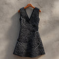 Tree-patterned Three-dimensional Embroidered Sleeveless V-neck Long Dress artswardrobe