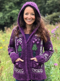 Scottish Floral Knitting Pattern Women's Hooded Cardigan artswardrobe
