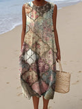 Women's Check Dog Art Print Dress artswardrobe