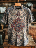 Retro National Floral Vintage Art Print Casual T-shirt For Men And Wom