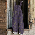 Women's Bohemian Style Dragonfly Linen Print Cotton Linen Jumpsuit artswardrobe
