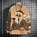 Comstylish Men's Christmas Tree Santa Claus In Kimono Print Casual Sweatshirt