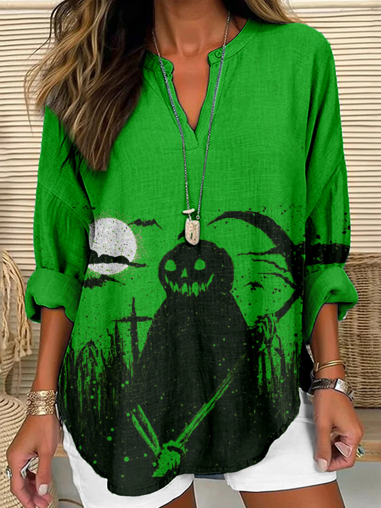 Comstylish Vintage Halloween Pumpkin Ghost Art Cozy Tunic