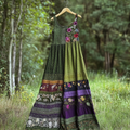 Women's Vintage Bohemian Floral Patch Comfort Dress artswardrobe