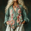 Bohemian Linen Floral Art Print  Long Sleeve Shirt artswardrobe