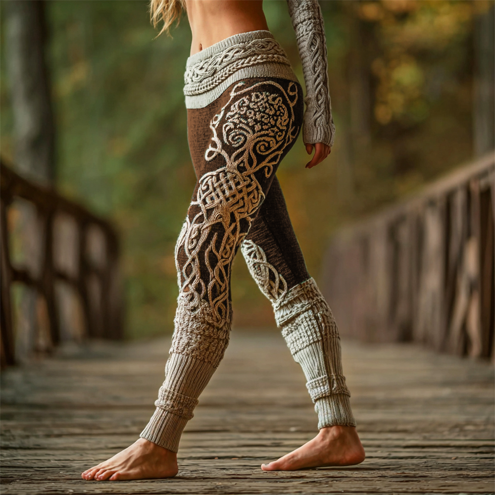 Viking Tree Of Life Art Women's Knit Leggings artswardrobe