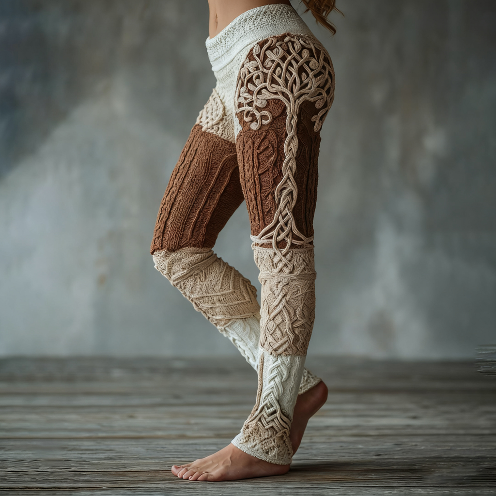 Women's Viking Tree Of Life Pattern Cozy Casual Leggings artswardrobe