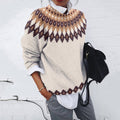 Vintage Icelandic Pattern Knitted Jacquard Crew Neck Sweater elevenforest