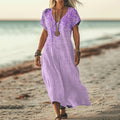 Vintage Violet Floral Art Pattern Casual Maxi Dress artswardrobe