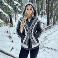 Women's Vintage Celtic Knot Jacquard Cozy Knit Hooded Cardigan elevenforest