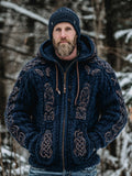 Men's Viking Celtic Knot Full Zip Vintage Cozy Knit Hoodie elevenforest